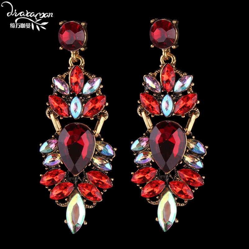 Dvacaman Brand Rhinestone Crystal Drop Earrings Women Fashion Handmade Flower Wedding Earrings Nigerian Party Jewelry O72