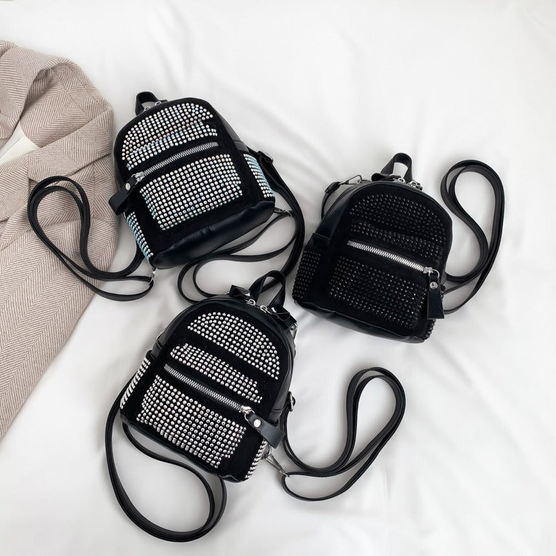 Mini Backpack New Fashion Diamond Women Small Backpack Korean Style Bright Diamond Single Shoulder Crossbody Women Bag