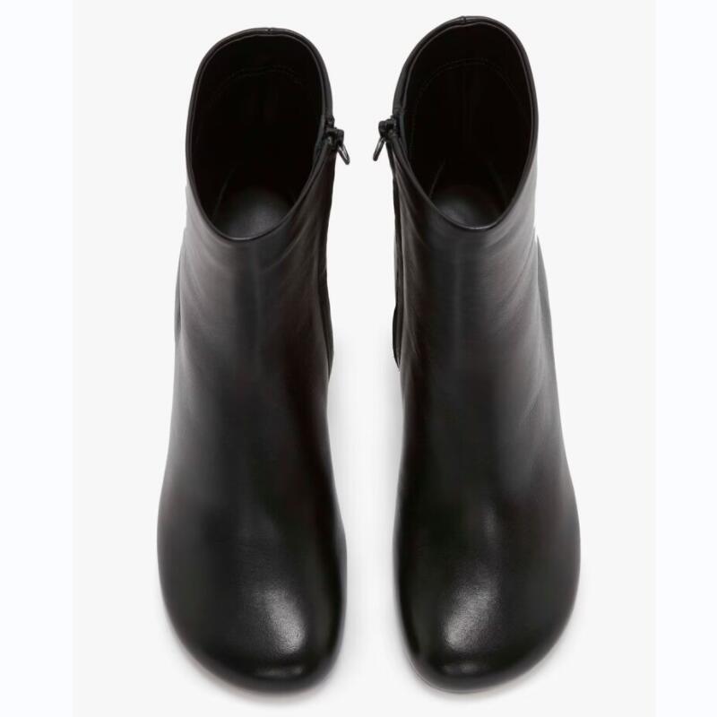 Processing time:3-7days after placing orders Autumn/Winter New Women's Shoes High Quality Leather Round Head Fashion Hollow Heel Zipper Ankle Boots Black Green Big Size