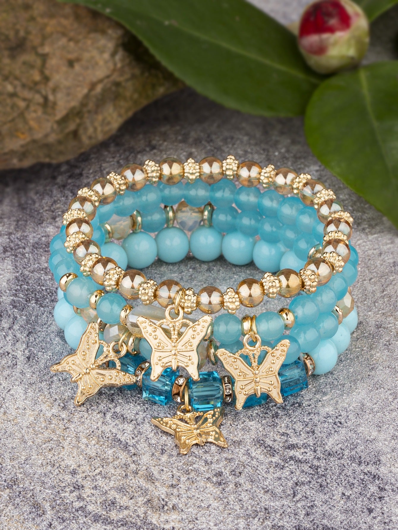 New Bohemian Bracelet Creative Women's Jewelry Butterfly Crystal Multi layered Beaded Fashion Bracelet
