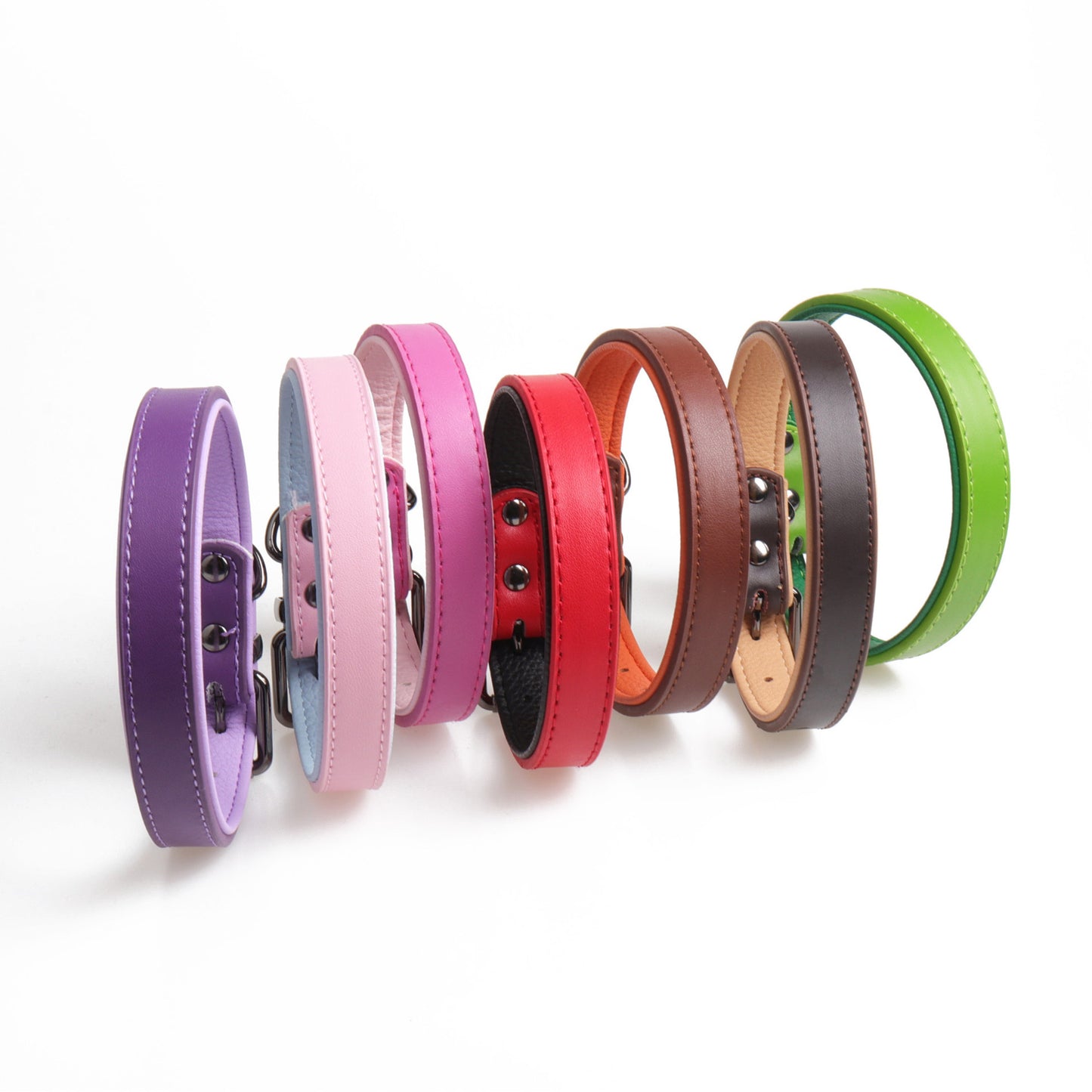 New High-Quality Leather Pet Collar Soft Double Leather Collar