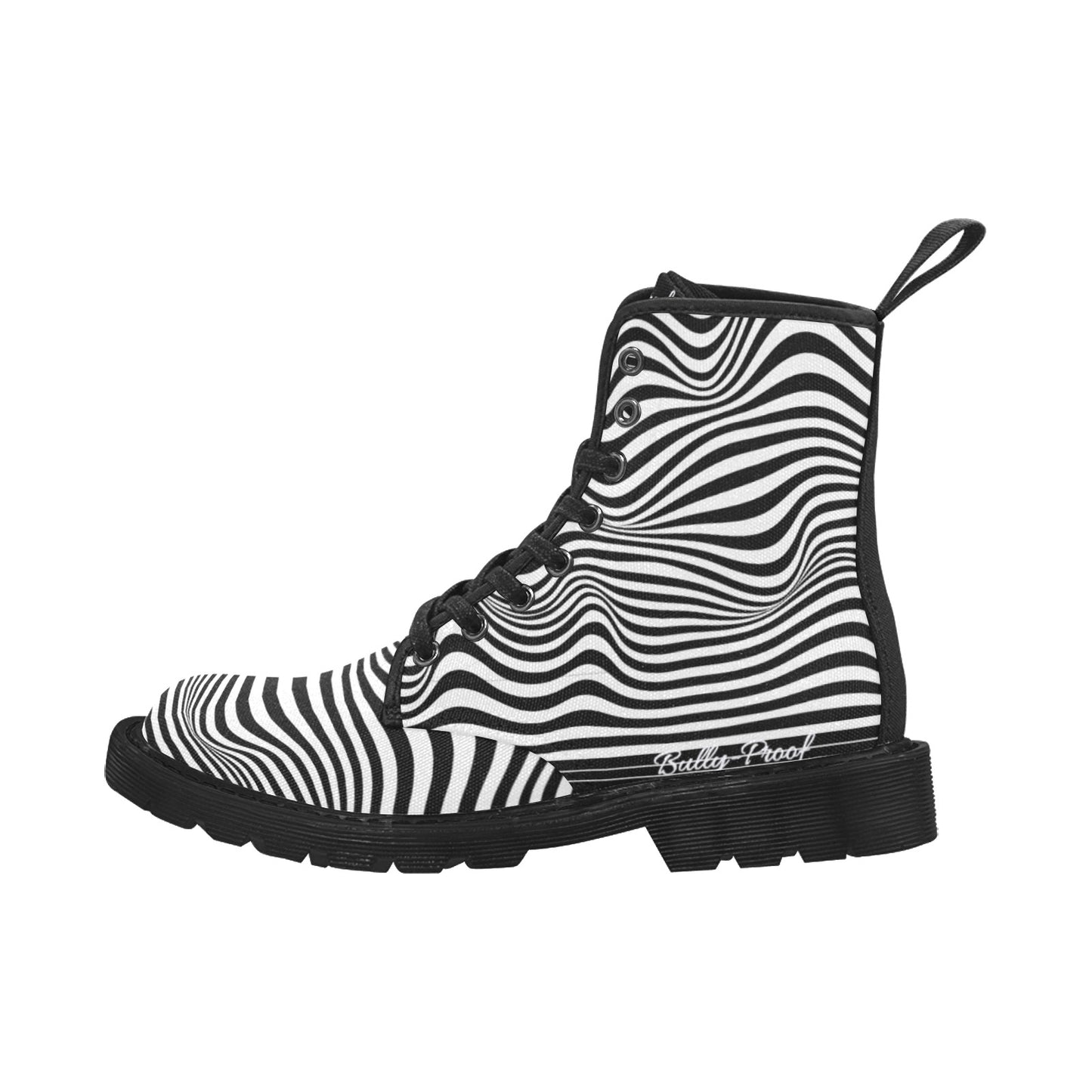 Bully-Proof Men's Lace Up Canvas Boots (Model1203H)(Black)