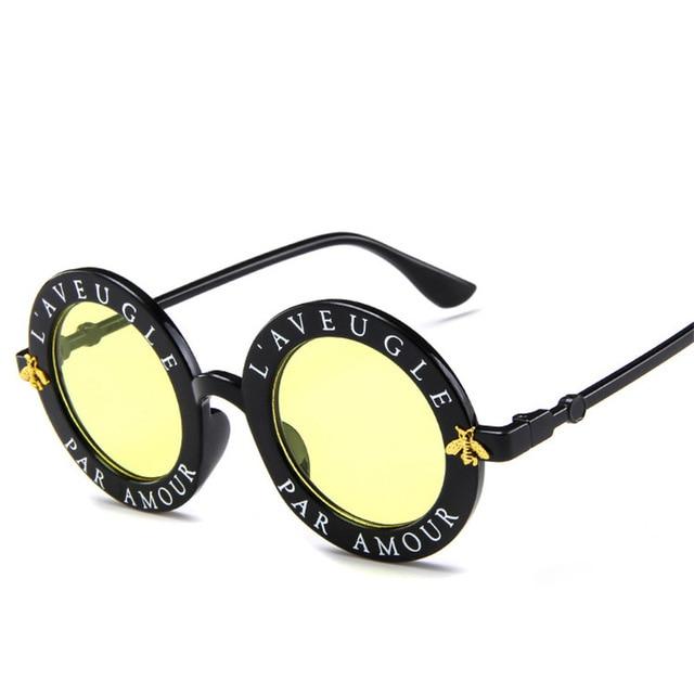 Luxury Fashion Bee Metal Frame Circle Glasses