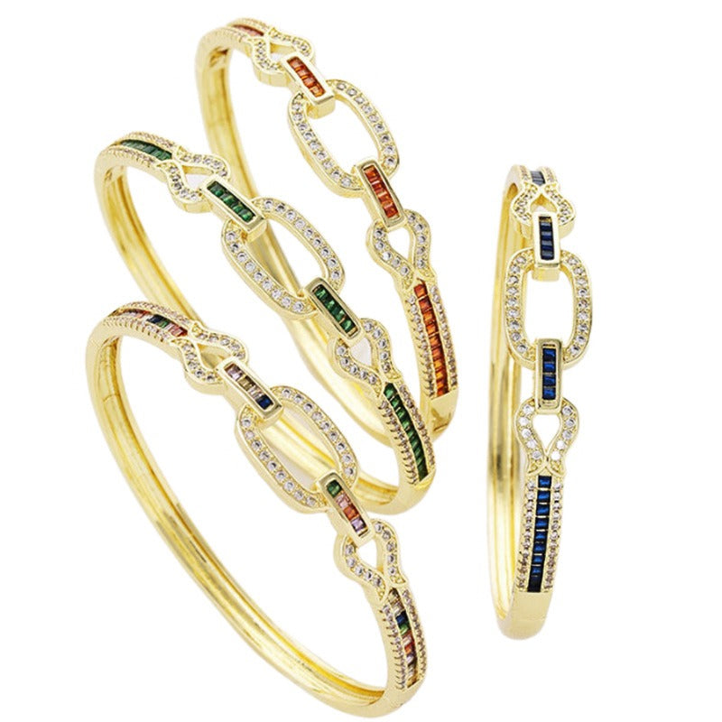 Retro Women's Handicraft Copper Set Zircon Light Luxury Bracelet