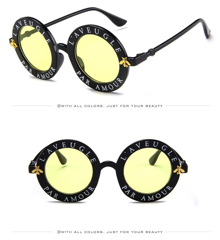 Luxury Fashion Bee Metal Frame Circle Glasses