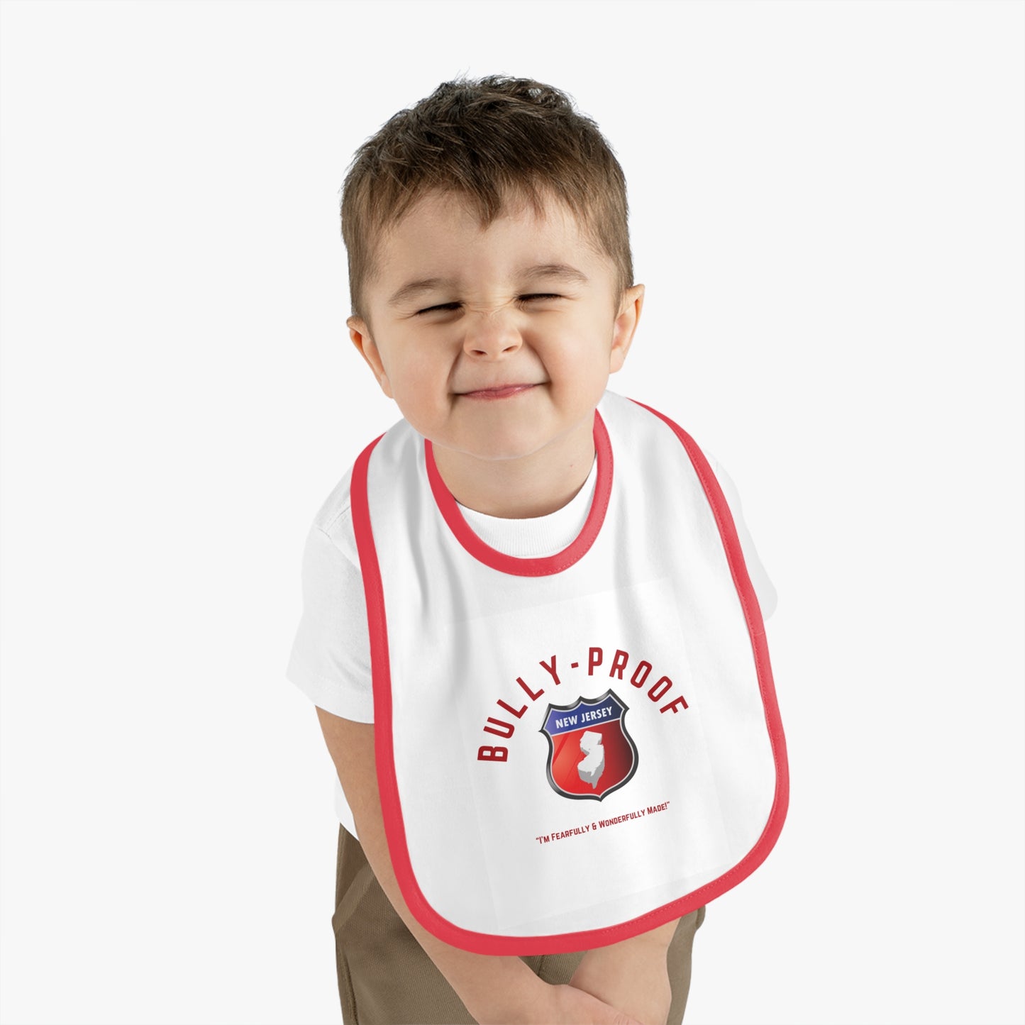 Bully-Proof New Jersey Baby Contrast Trim Jersey Bib