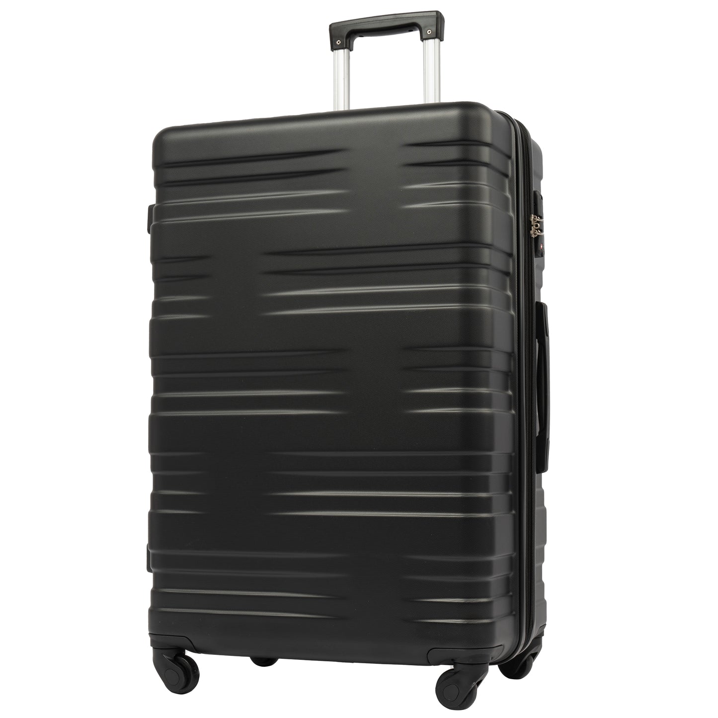 Hardshell Luggage Sets 3 Pcs Spinner Suitcase with TSA Lock Lightweight 20''24''28'' Black + ABS