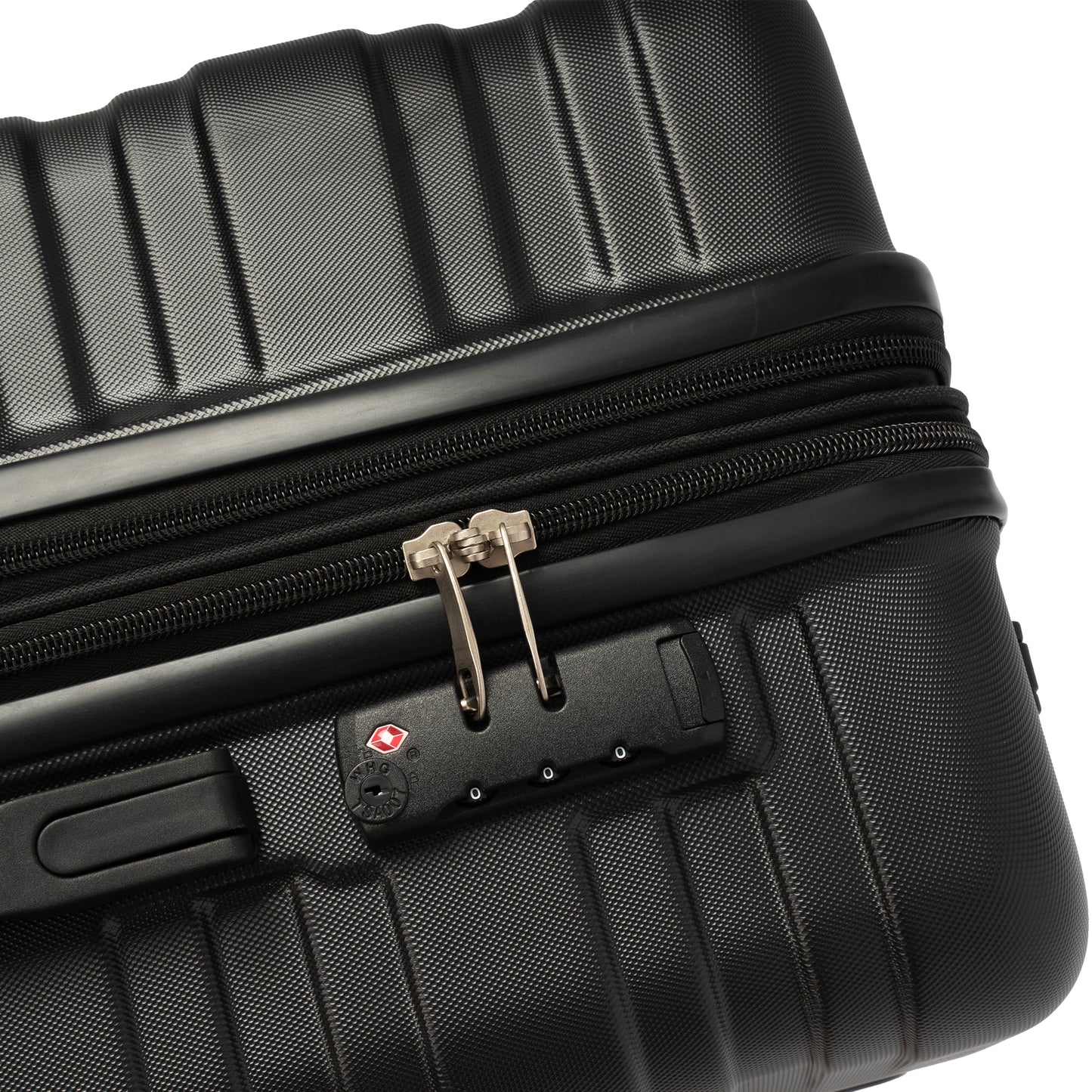Hardshell Luggage Sets 3 Pcs Spinner Suitcase with TSA Lock Lightweight 20''24''28'' Black + ABS