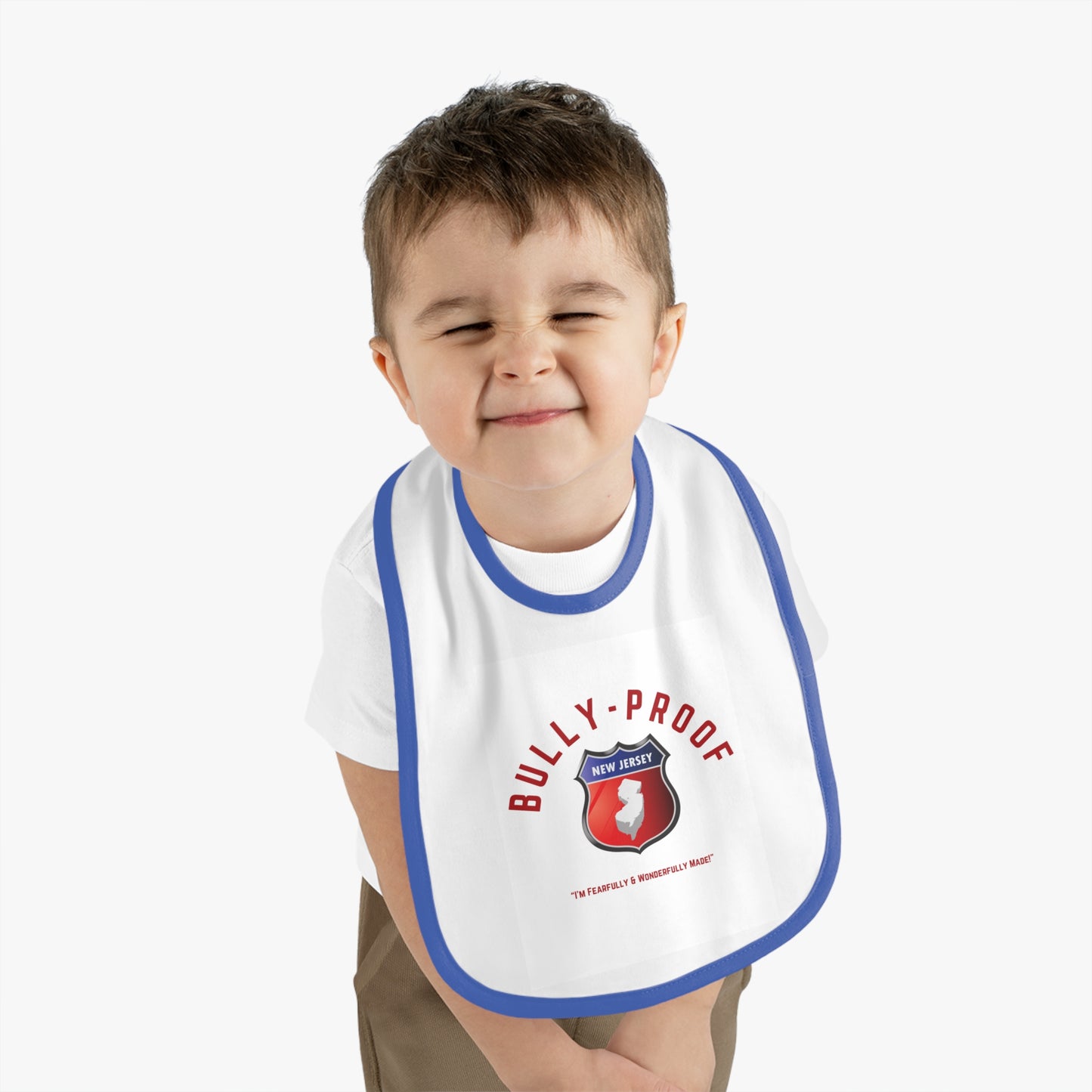 Bully-Proof New Jersey Baby Contrast Trim Jersey Bib