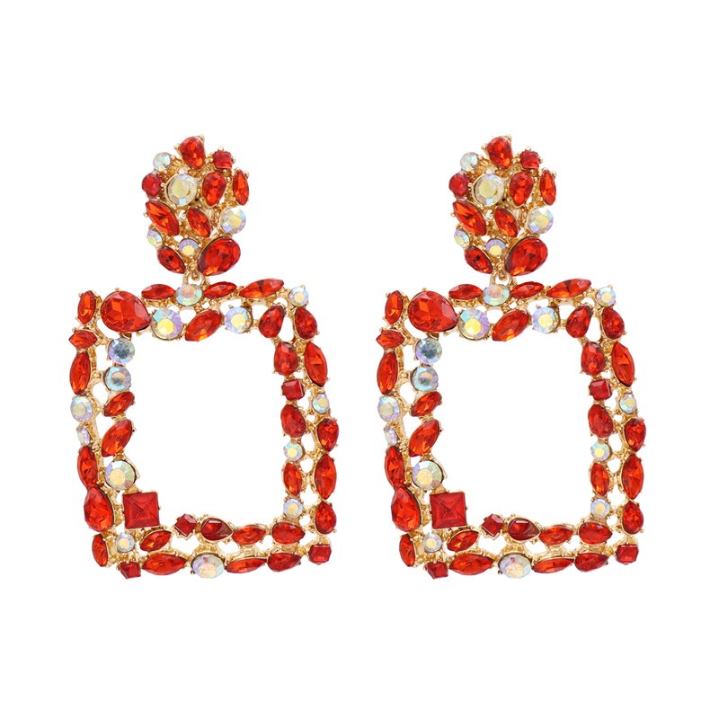 JURAN New za Earrings Women Indian Geometric Statement Earrings Jewelry Femme Crystal Dangle Earrings Accessories