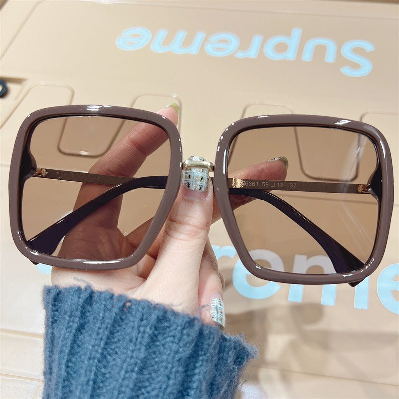 Square Sunglasses Women Black Oversized Sun Glasses Female Retro Vintage Big Frame Gradient Mirror