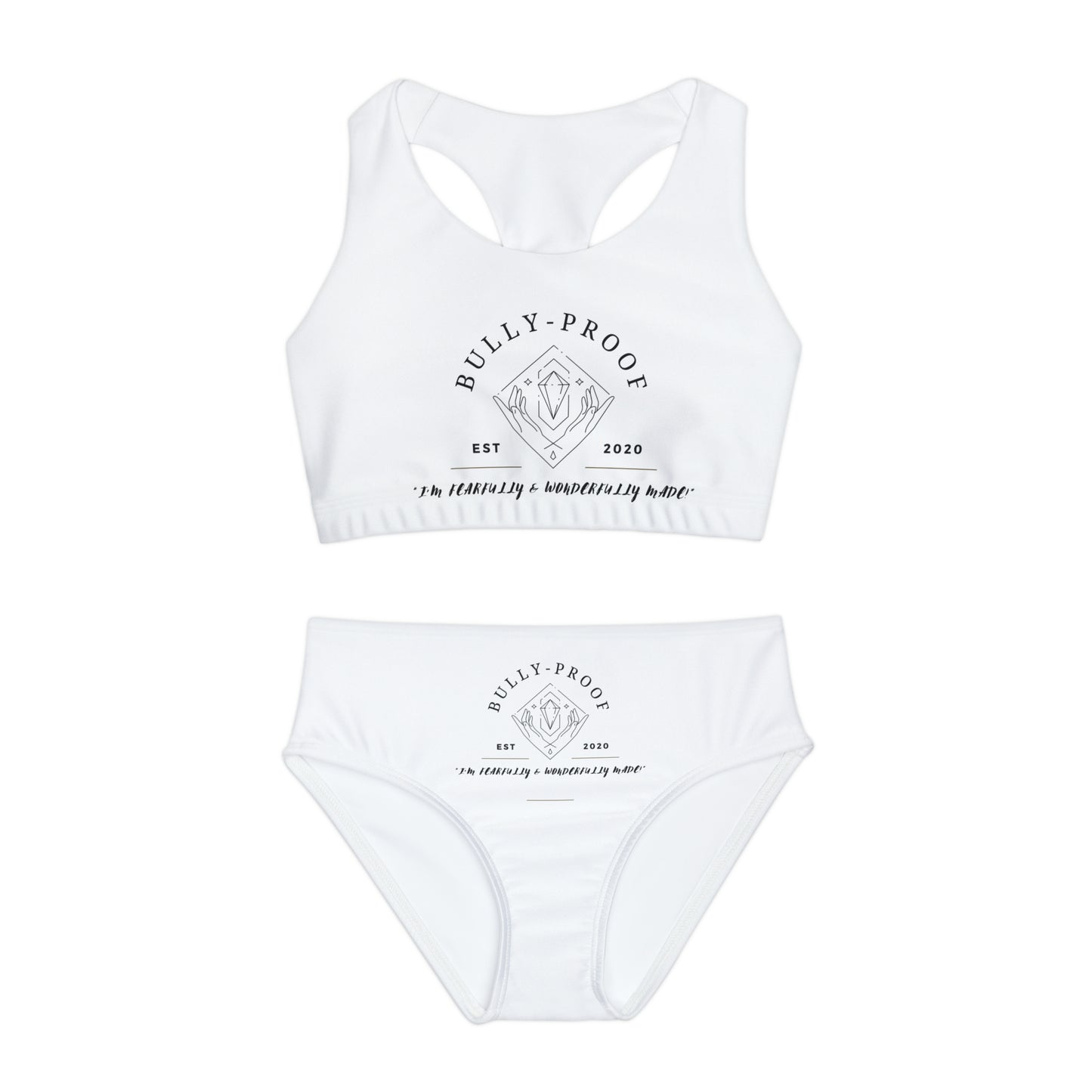 Bully-Proof Logo Girls Two Piece Swimsuit (AOP)
