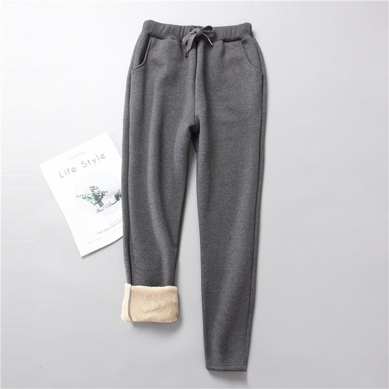 Lamb Fleece Sweatpants Women's Winter Loose Plus Fat Plus Fleece Thickened Harun Warm Pants