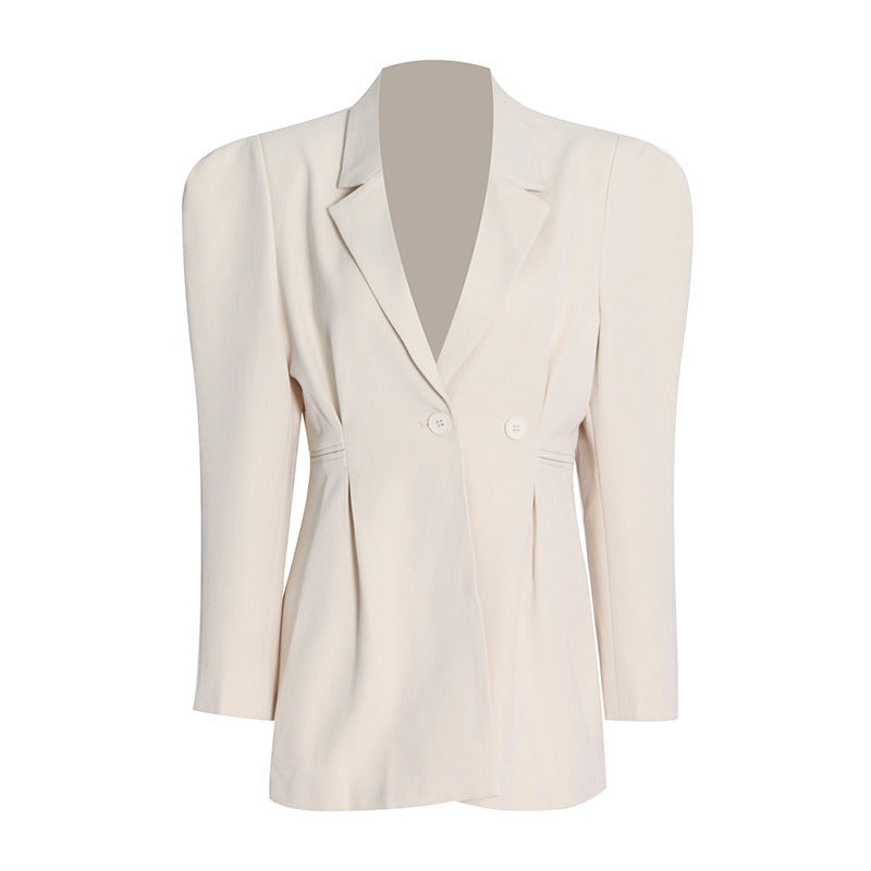 Temperament Fashion Full Sleeve Ladies Suit Coat Shoulder Pad Adjustable Women's Slim Suit Jacket