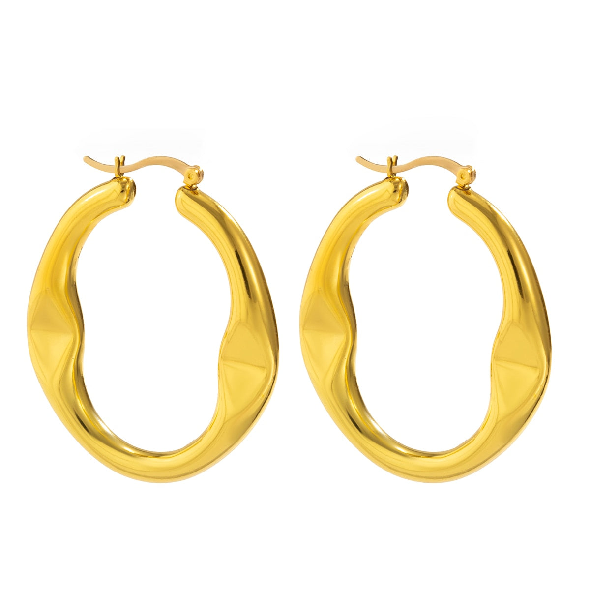 Personality Metal U-Shaped Hollow Geometric Earrings Women's Business All-Match Oval Crease Earrings
