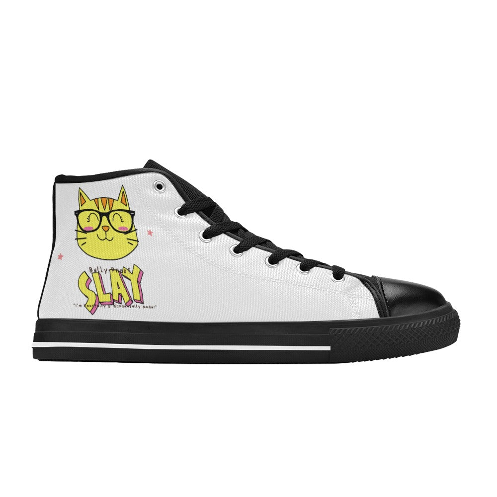Bully-Proof Da Nerd Kat Slay Aquila High Top Canvas Kid's Shoes (Big Kid) (Model 017)