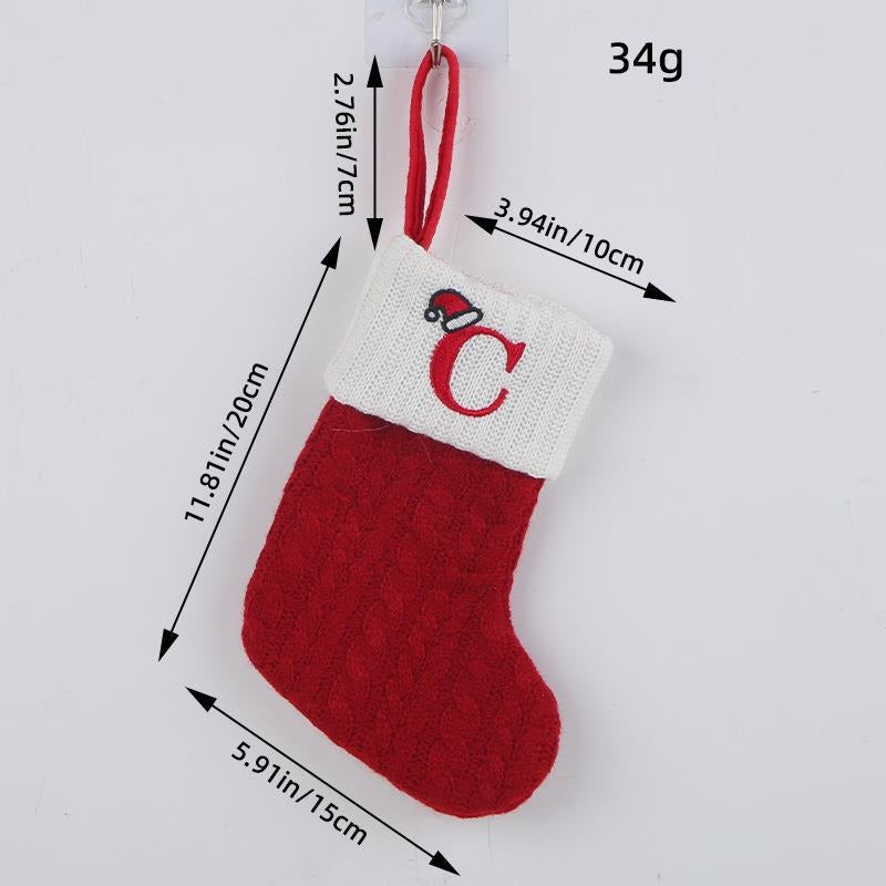 Red letter Christmas socks woolen knitted Christmas socks festive festive Christmas pendant decoration