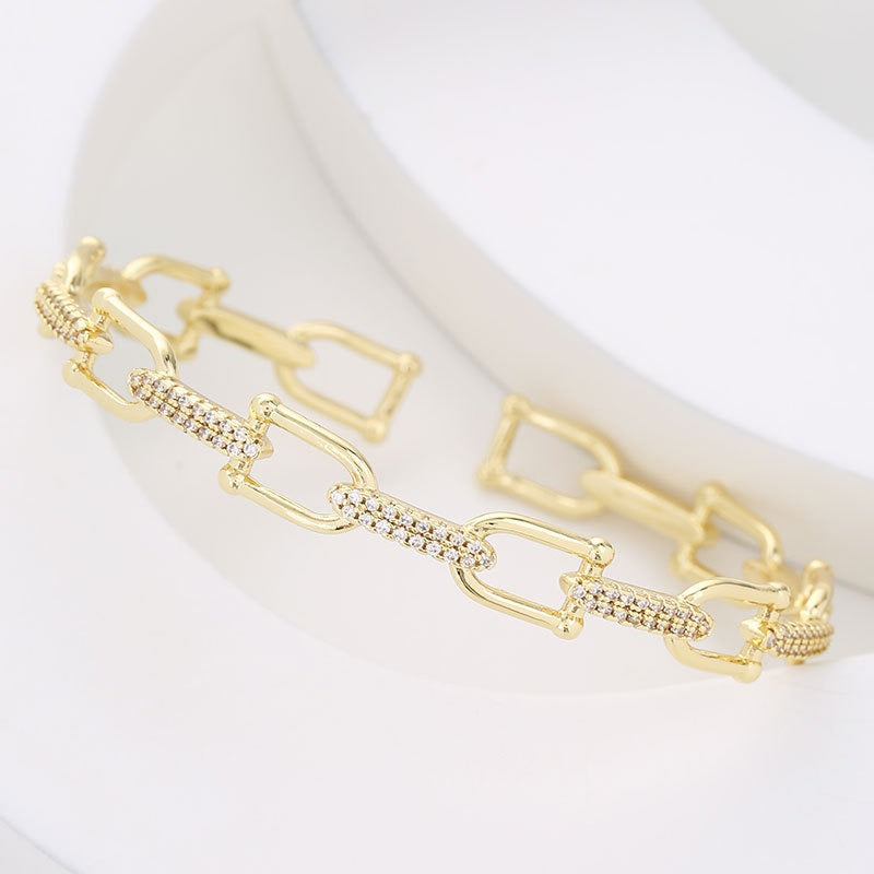 Zircon Inlaid Open Bracelet