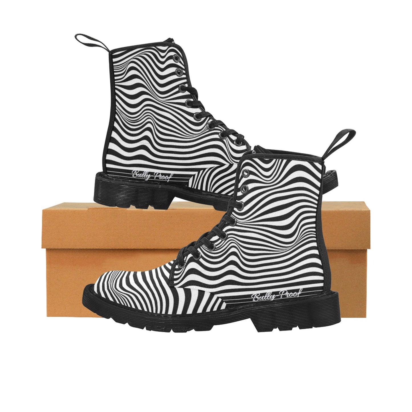 Bully-Proof Men's Lace Up Canvas Boots (Model1203H)(Black)