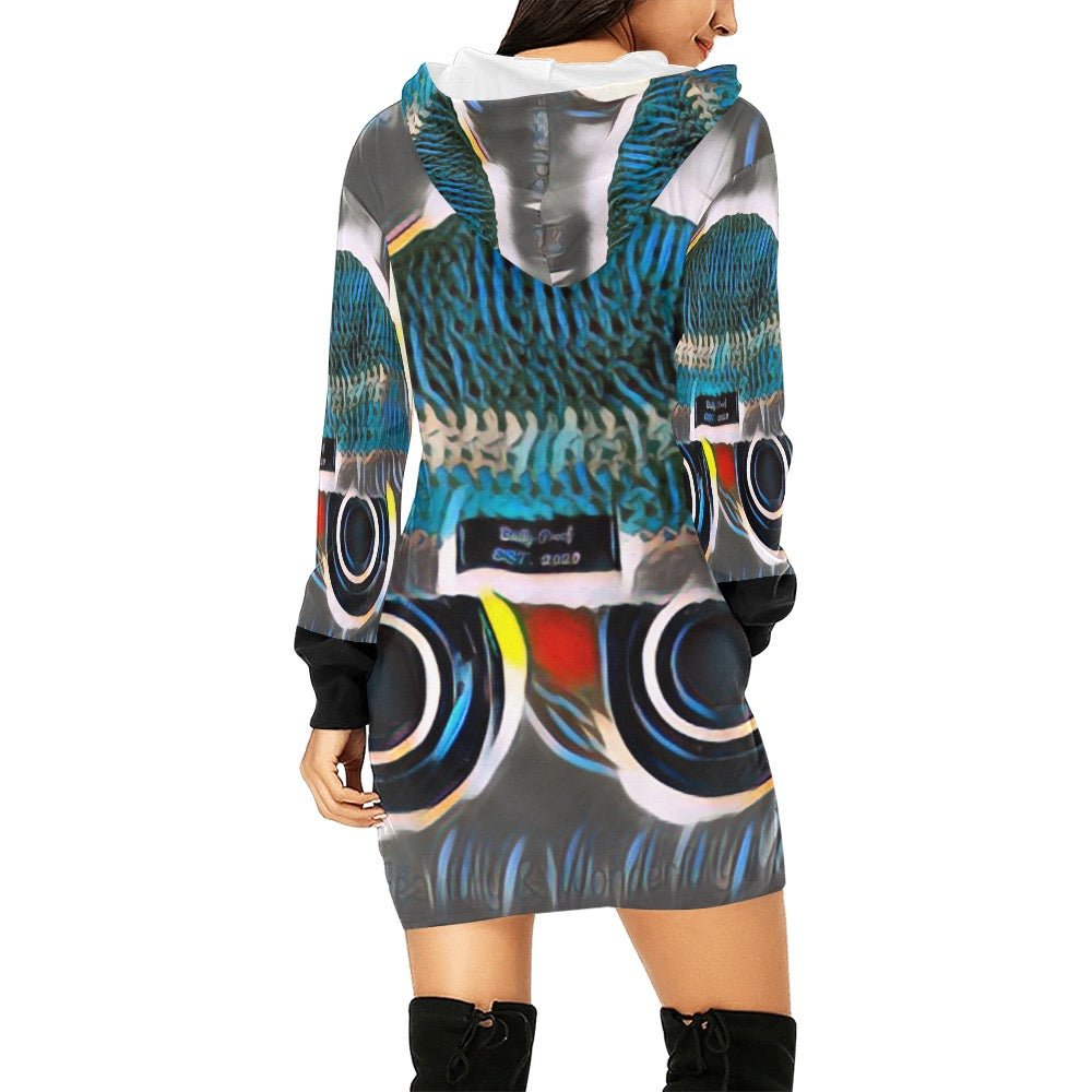Bully-Proof Women's All Over Print Hoodie Mini Dress (H27)