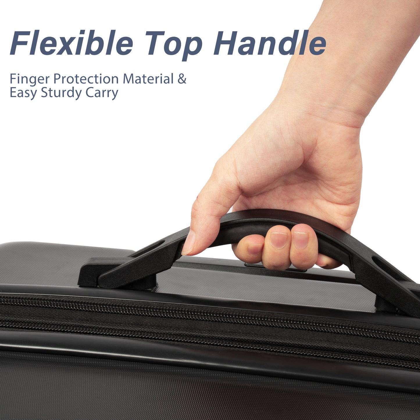 Hardshell Luggage Sets 3 Pcs Spinner Suitcase with TSA Lock Lightweight 20''24''28'' Black + ABS
