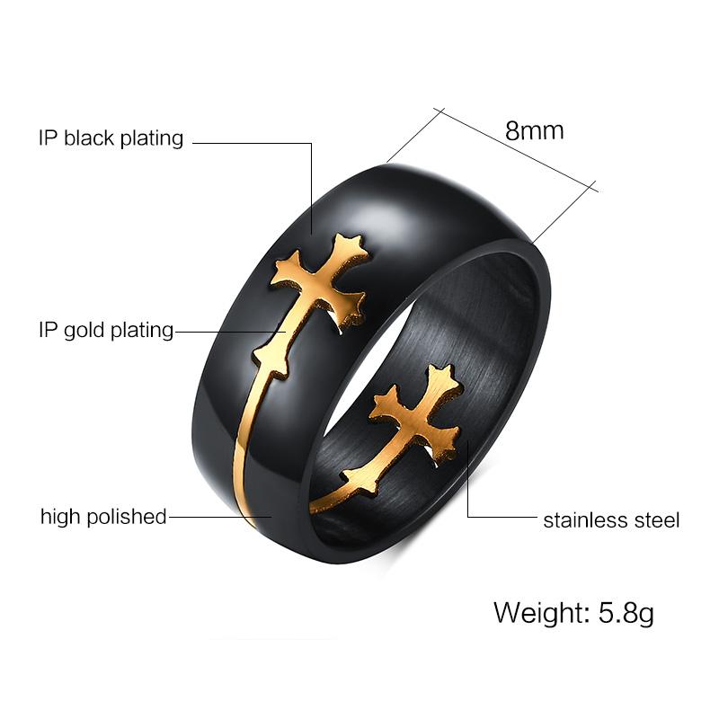 Vnox Separable Cross Ring for Men Woman