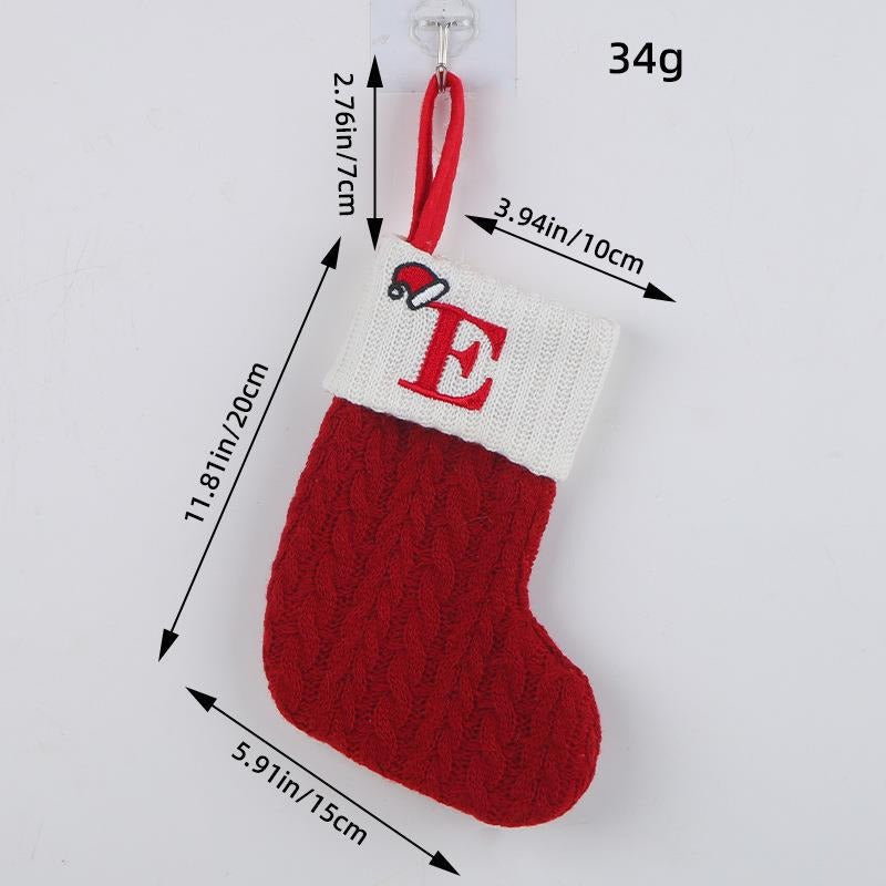 Red letter Christmas socks woolen knitted Christmas socks festive festive Christmas pendant decoration
