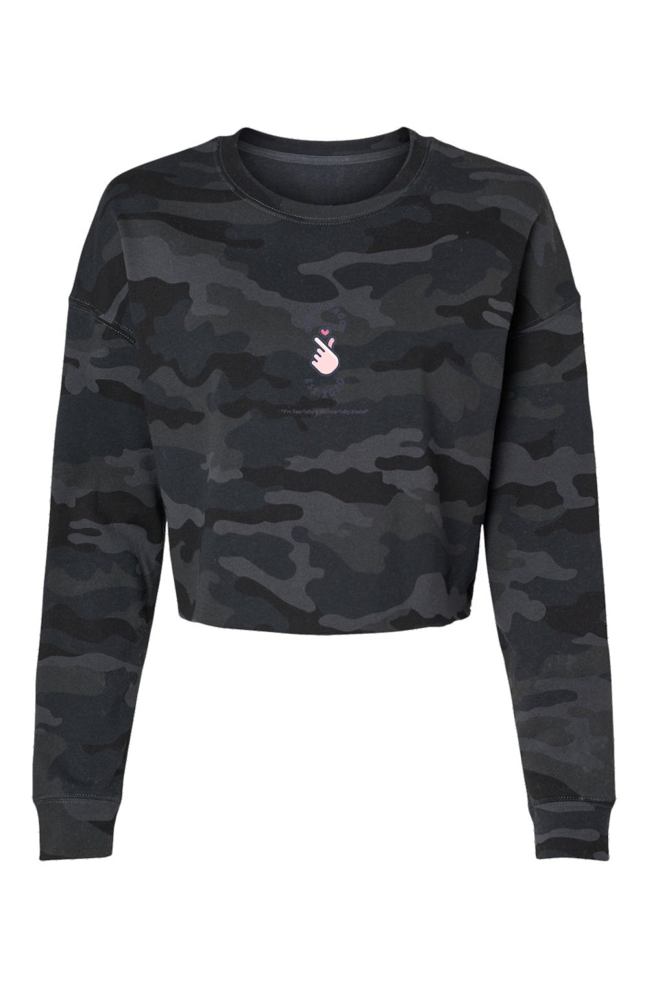 Bully-Proof K-Pop Lightweight Camo Cropped Crew