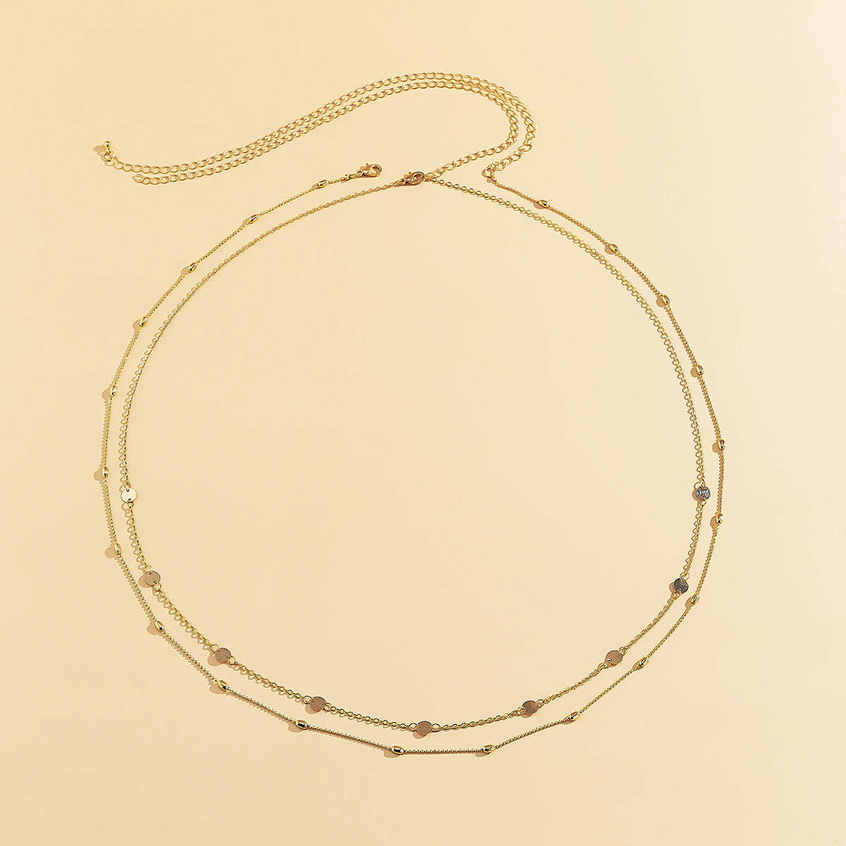 Retro Sexy Double-Layer Geometric Disc Metal Chain Waist Chain Female Street Shooting Fashion Stitching Suit Body Chain