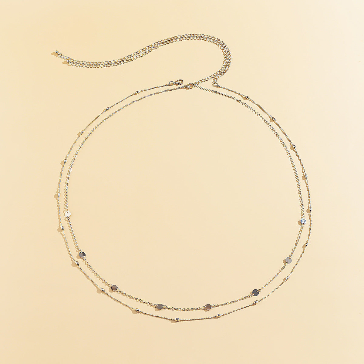 Retro Sexy Double-Layer Geometric Disc Metal Chain Waist Chain Female Street Shooting Fashion Stitching Suit Body Chain