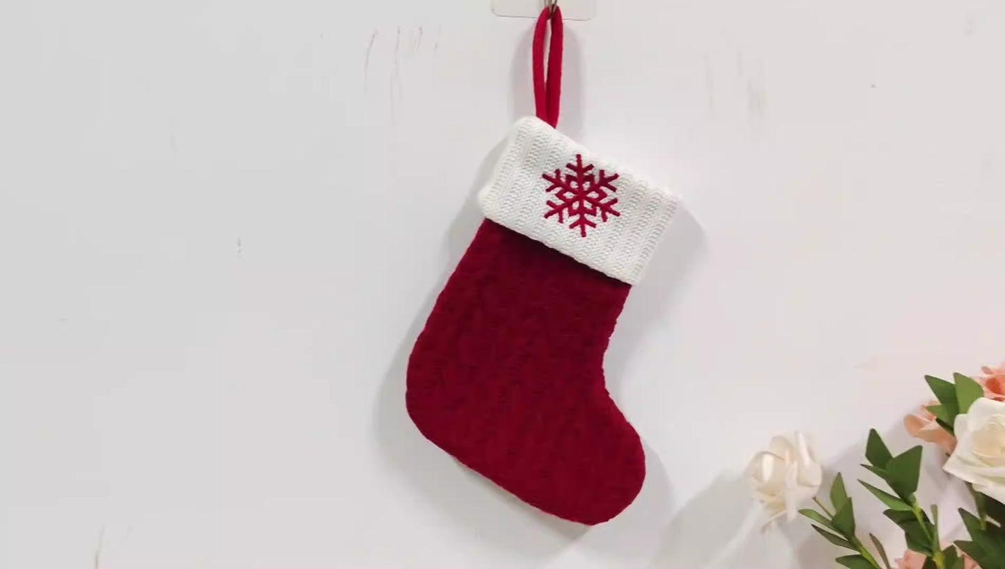 Red letter Christmas socks woolen knitted Christmas socks festive festive Christmas pendant decoration