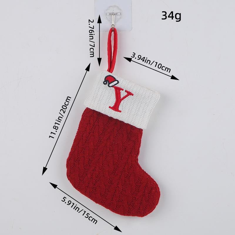 Red letter Christmas socks woolen knitted Christmas socks festive festive Christmas pendant decoration
