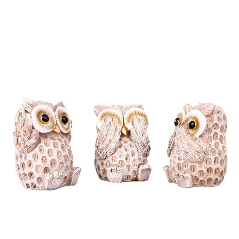 Resin Crafts European Style Cute and Cute Owl Wine Cabinet, Living Room, Office Table, Home Decoration