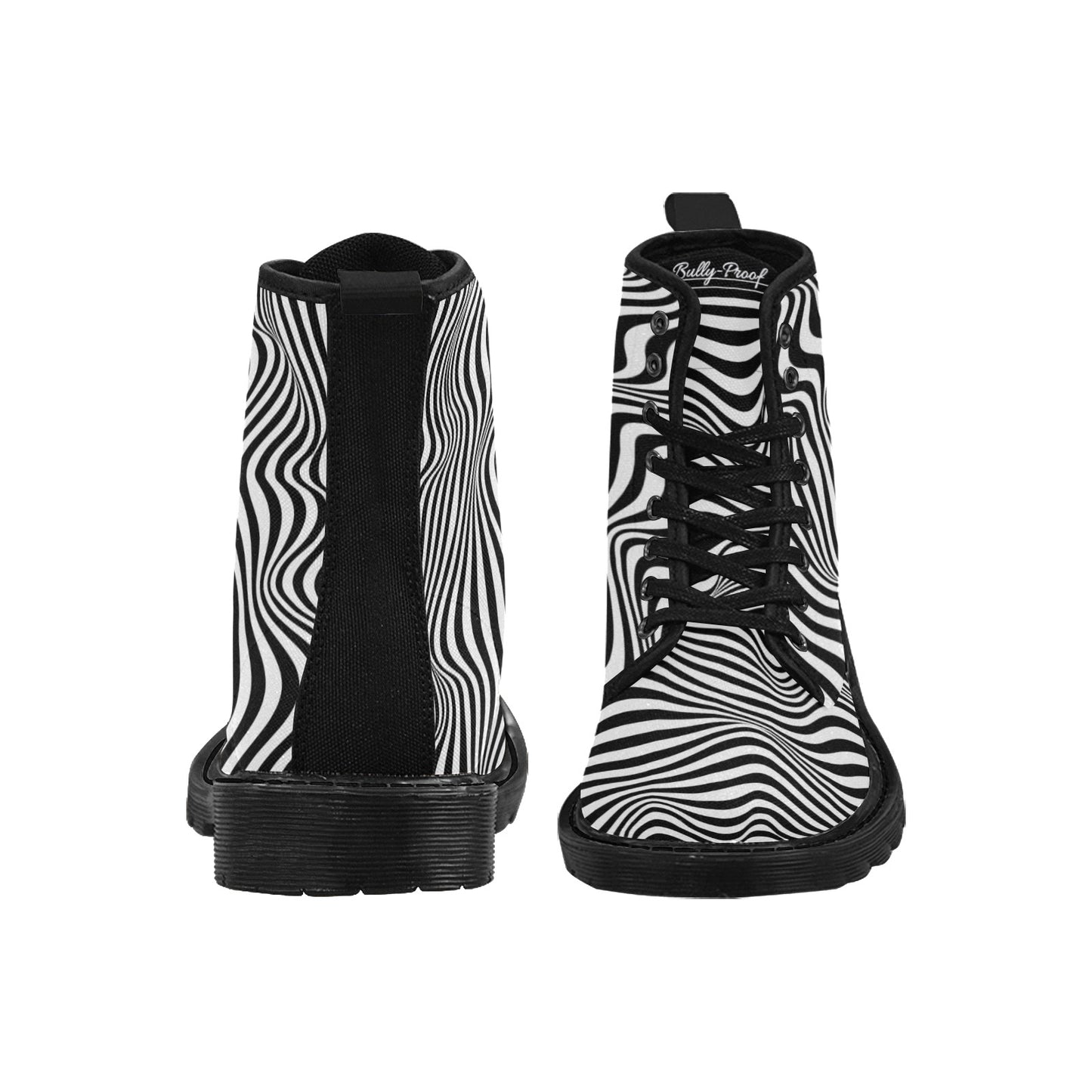 Bully-Proof Off Da Grid Women's Lace Up Canvas Boots (Model1203H)(Black)