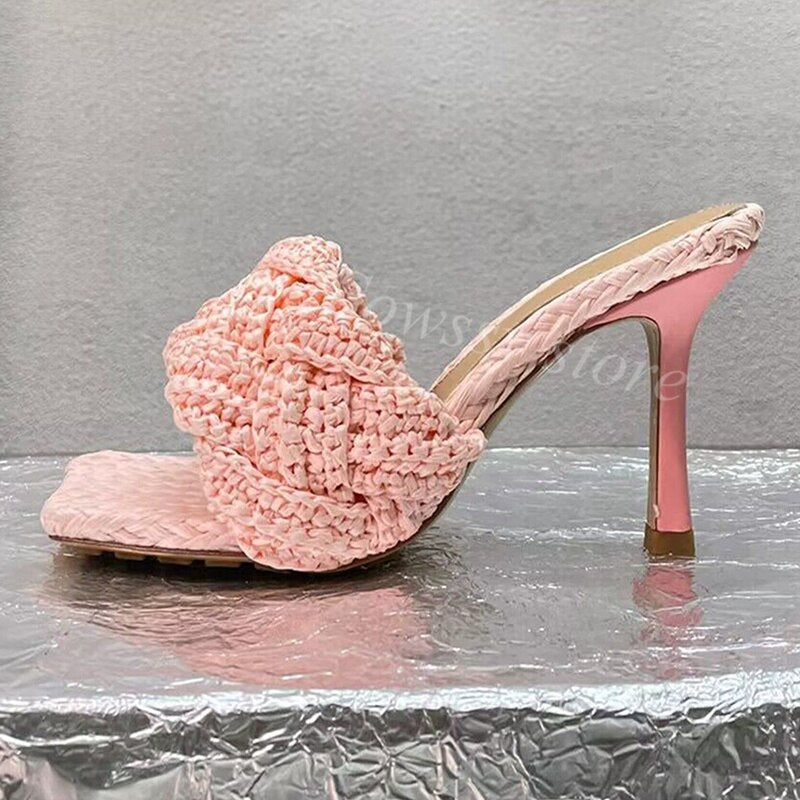 Processing time:5-7 days after placing orders Summer New Women's New Vine Grass Woven Personalized Design Sexy High Heel Shoes Fairy Outdoor Ball High Heel Slippers
