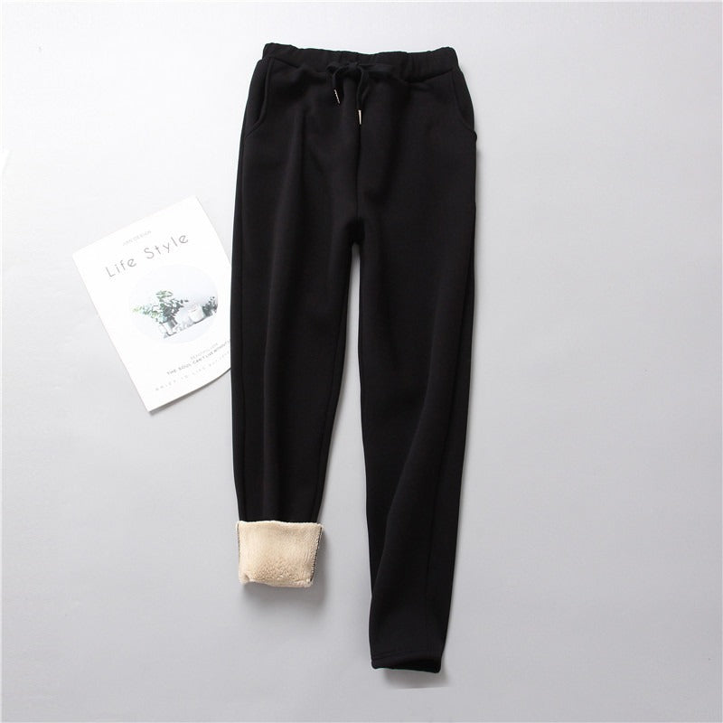 Lamb Fleece Sweatpants Women's Winter Loose Plus Fat Plus Fleece Thickened Harun Warm Pants