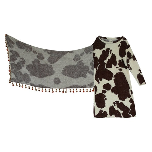 Vintage Cow Shawl Models Warm Woolen Straight Fall And Winter Dresses