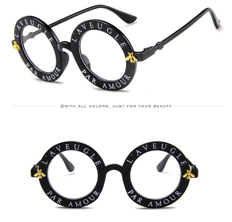 Luxury Fashion Bee Metal Frame Circle Glasses