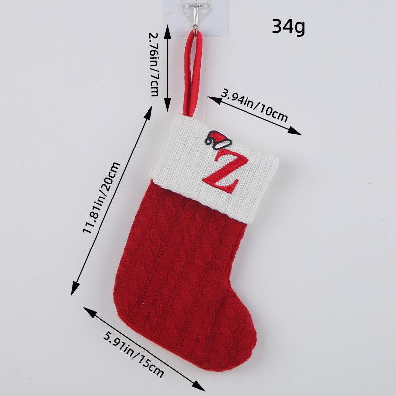Red letter Christmas socks woolen knitted Christmas socks festive festive Christmas pendant decoration