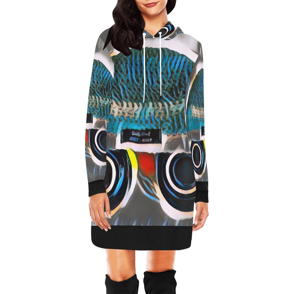 Bully-Proof Women's All Over Print Hoodie Mini Dress (H27)