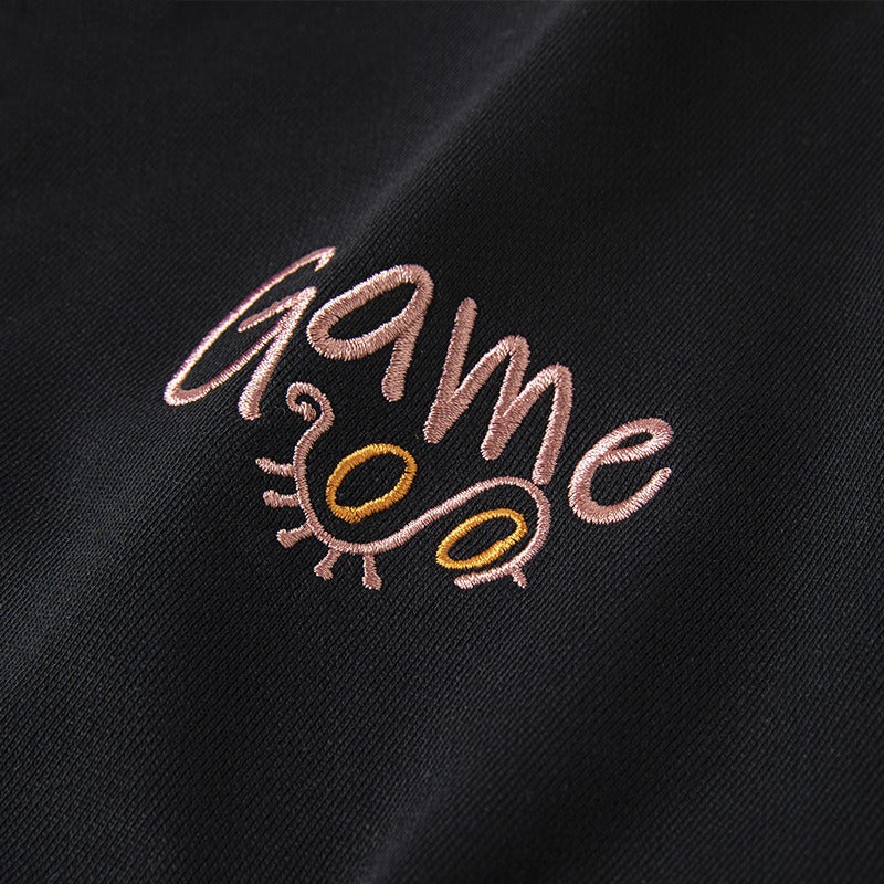 National trend cartoon personality embroidered long sleeved sweatshirt men autumn and winter fashion loose niche ethnic style