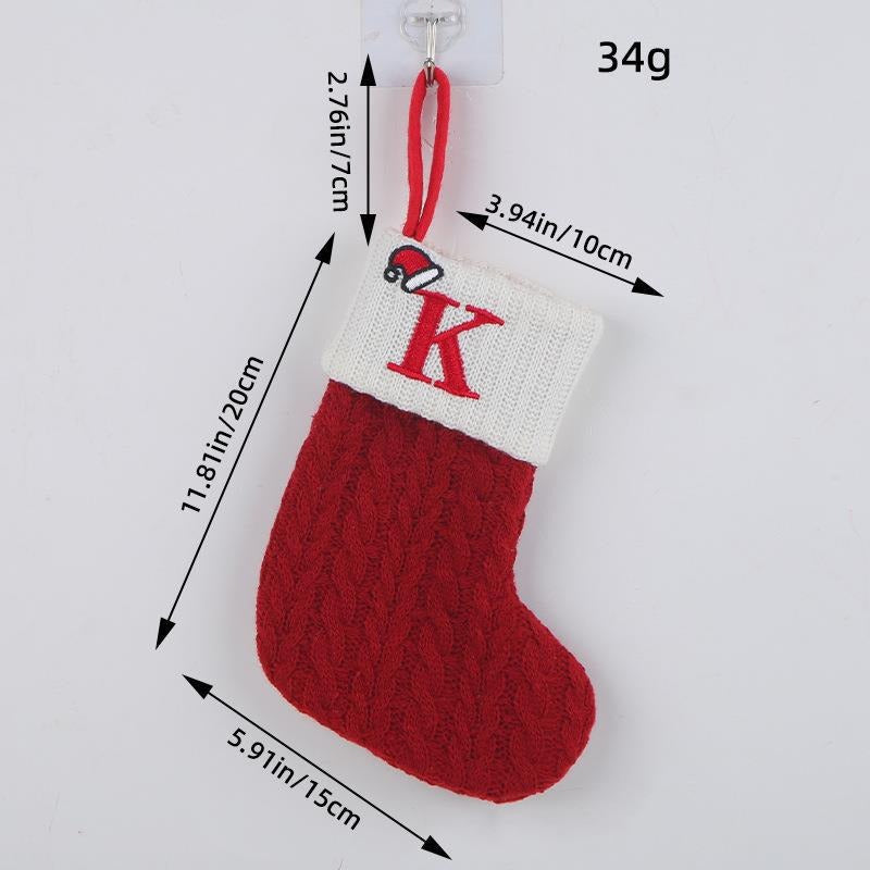 Red letter Christmas socks woolen knitted Christmas socks festive festive Christmas pendant decoration