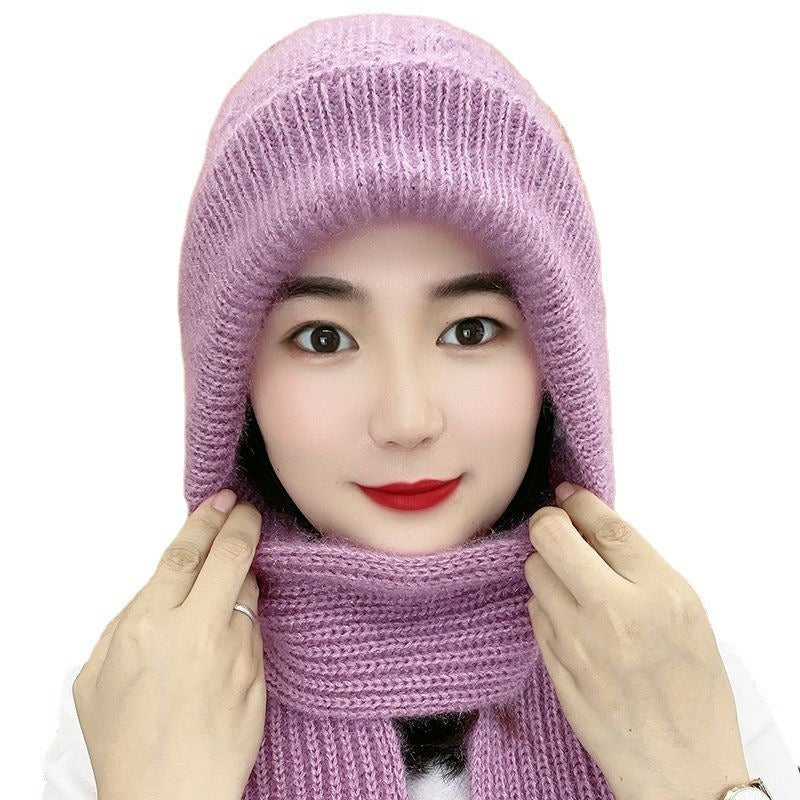 Hats Women's Autumn And Winter Hats Scarves One Piece Squirrel Fur Snow Hats Plush Wool Hats Plush Ear Protection Knitted Hats