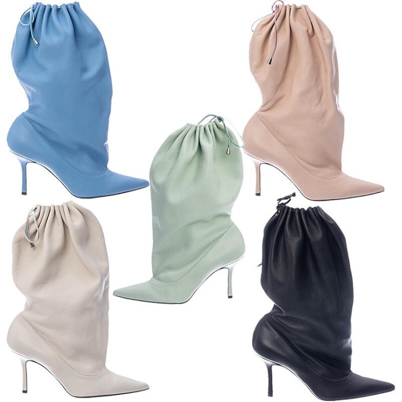 processing time:15 days after placing orders --women's autumn and winter new fashion elastic high-heeled boots to keep warm short fluffy thick-soled pointed boots