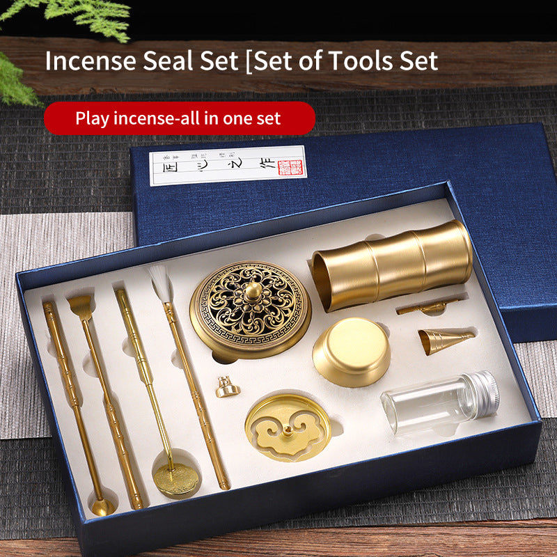 Incense Path Tool Entry Set Incense Powder Incense Making Incense Cutting Tool Tray Seal Cutting Pure Copper Incense Burner