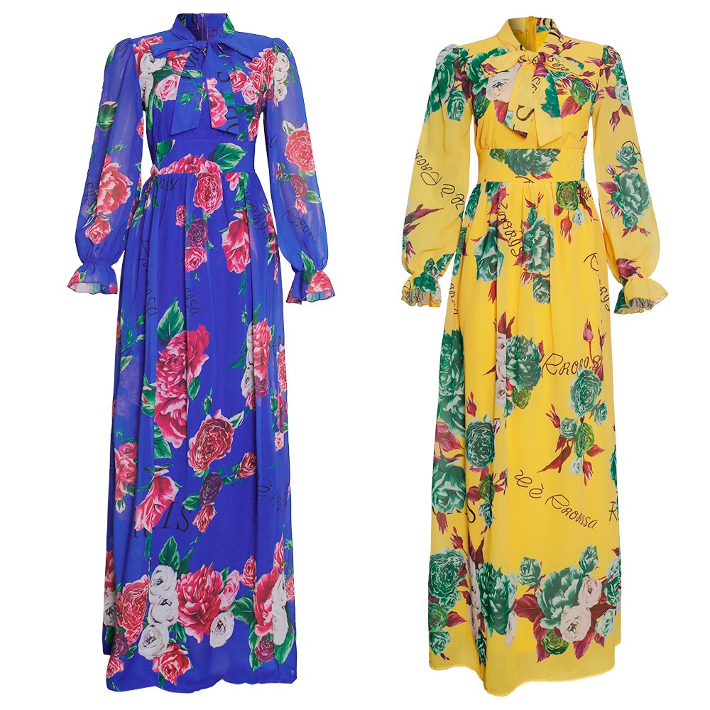 MD Dinner Dresses For Women New African Spring Summer Elegant Gown Flowers Printed Dashiki Long Dress Ladies Clothing 229#
