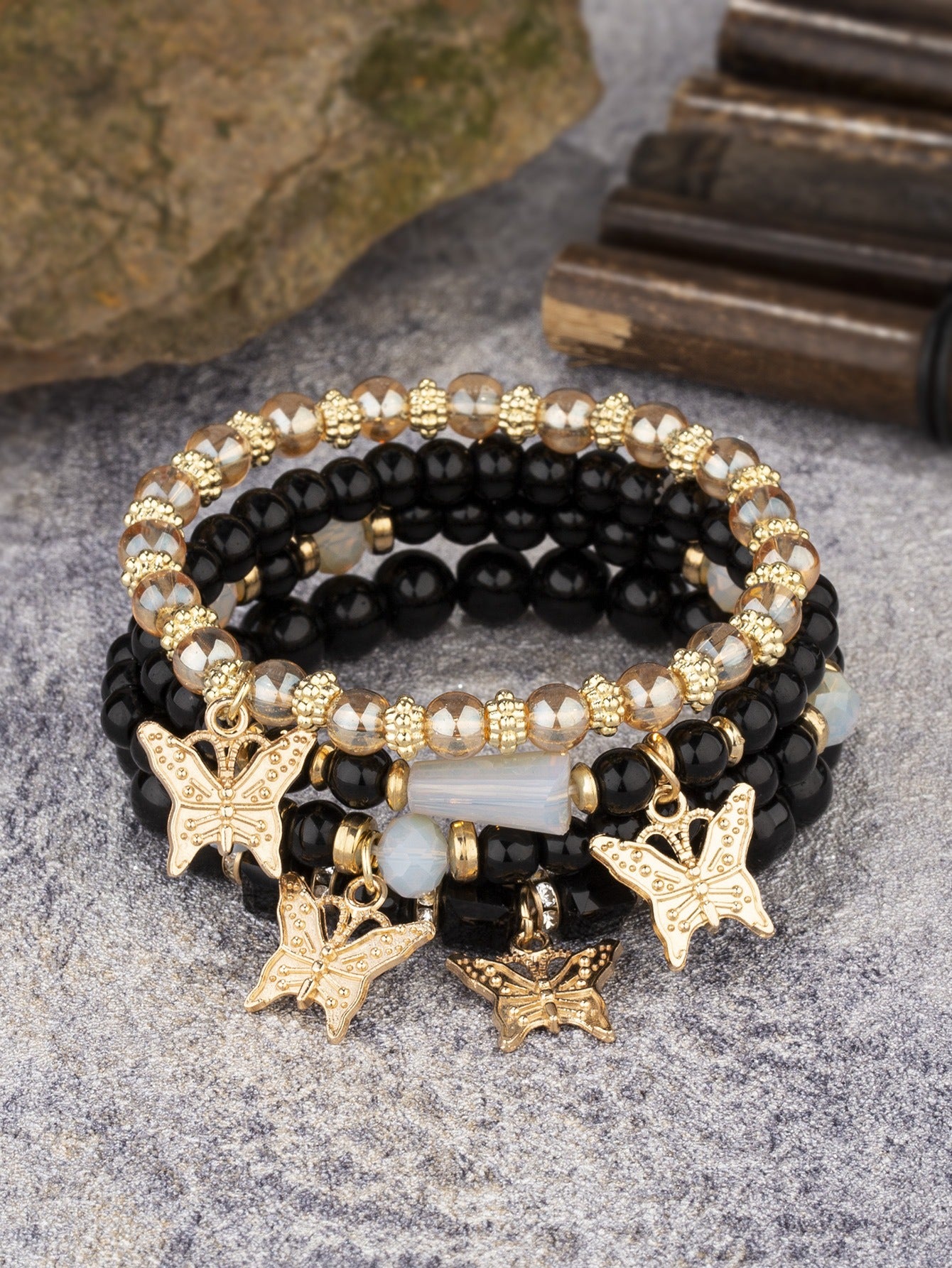 New Bohemian Bracelet Creative Women's Jewelry Butterfly Crystal Multi layered Beaded Fashion Bracelet