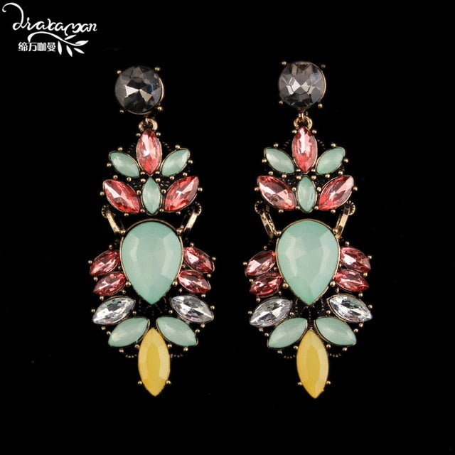 Dvacaman Brand Rhinestone Crystal Drop Earrings Women Fashion Handmade Flower Wedding Earrings Nigerian Party Jewelry O72