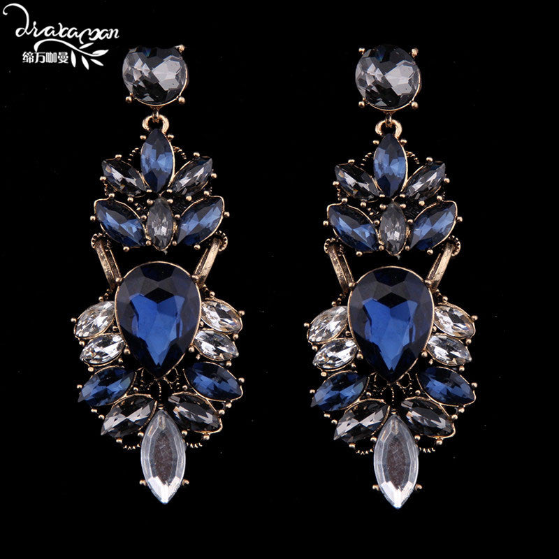 Dvacaman Brand Rhinestone Crystal Drop Earrings Women Fashion Handmade Flower Wedding Earrings Nigerian Party Jewelry O72