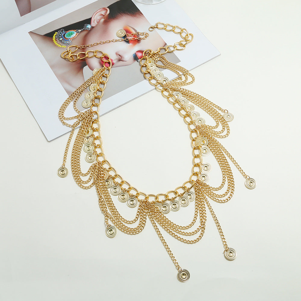 New Tassel Waist Chain Bohemian Multi-Layer Coin Waist Chain Women's Nightclub Dance Performance Accessories